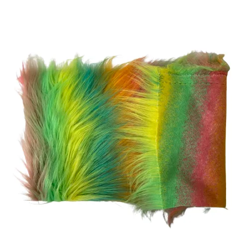 Green | Orange Striped Faux Fur Fabric