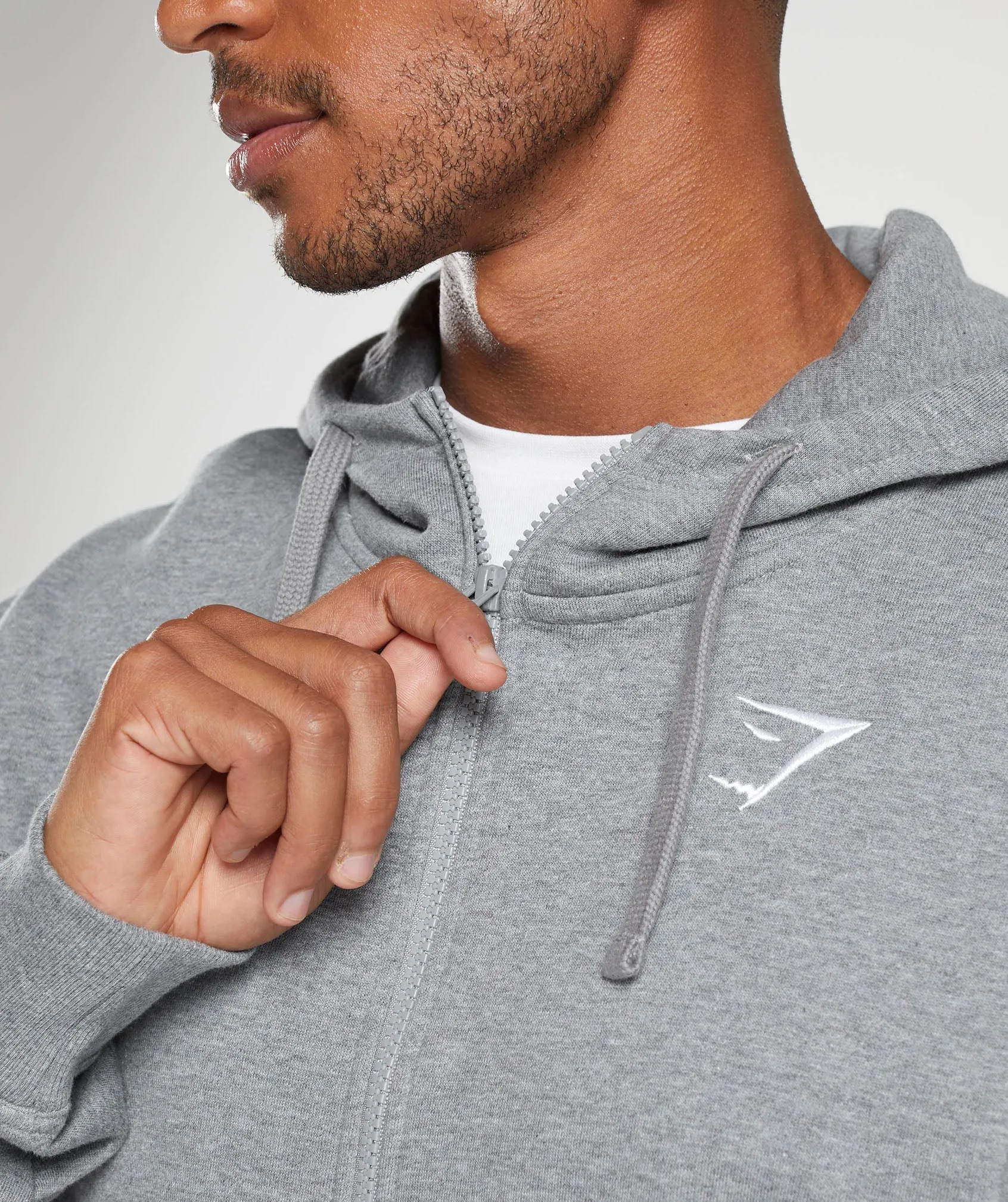 Gymshark Crest Oversized Zip Up Hoodie - Charcoal Grey Marl