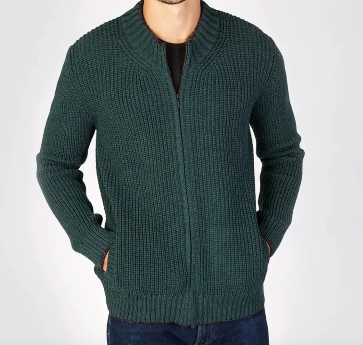 IrelandsEye Men's Rockbrook Zipped Ribbed Cardigan