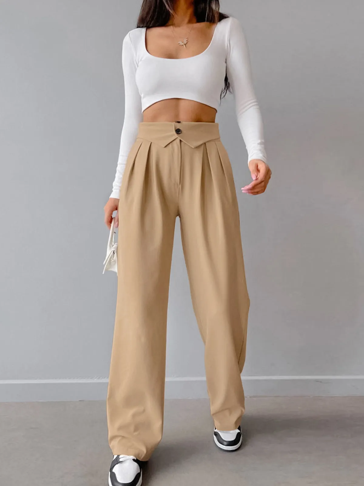 Ivyshape | Casual Wide-Leg Pants