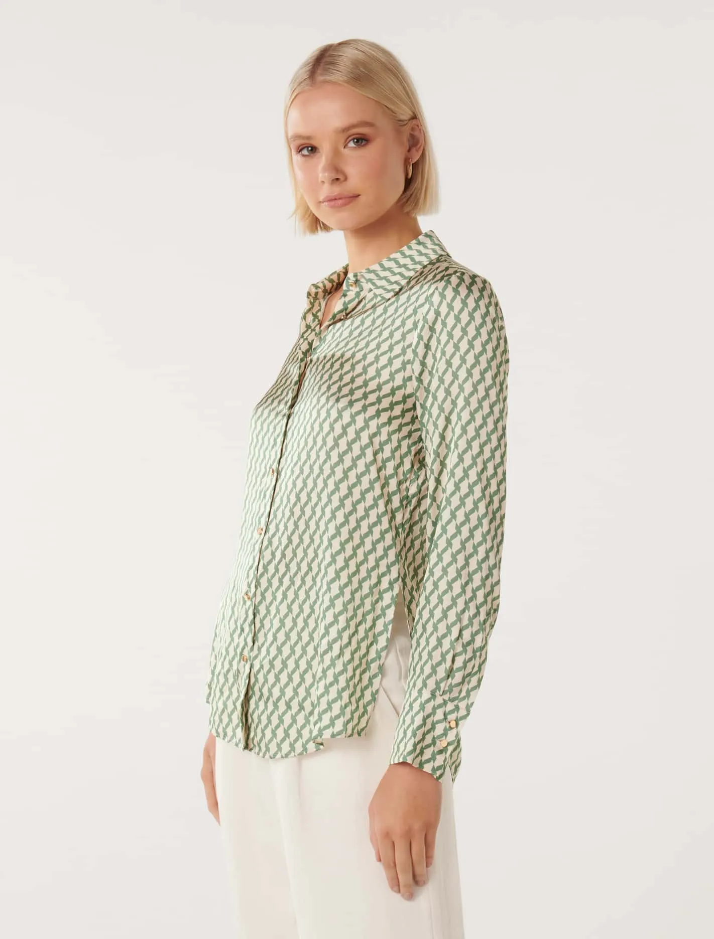 Lila Longline Printed Satin Shirt