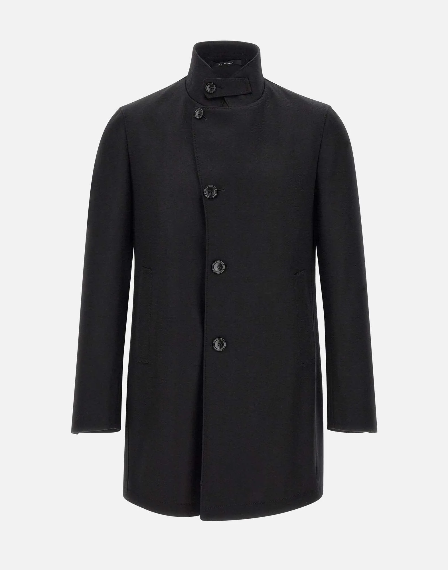 Men's Black Wool Gabardine Coat