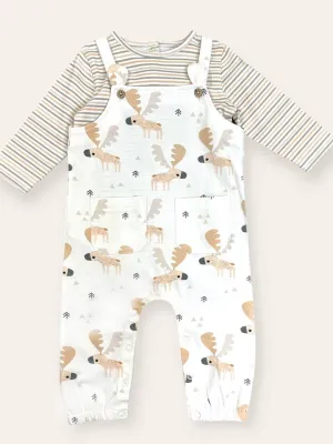 Moose Baby Overall & Bodysuit Set