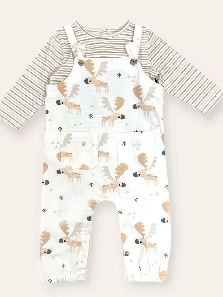 Moose Baby Overall & Bodysuit Set