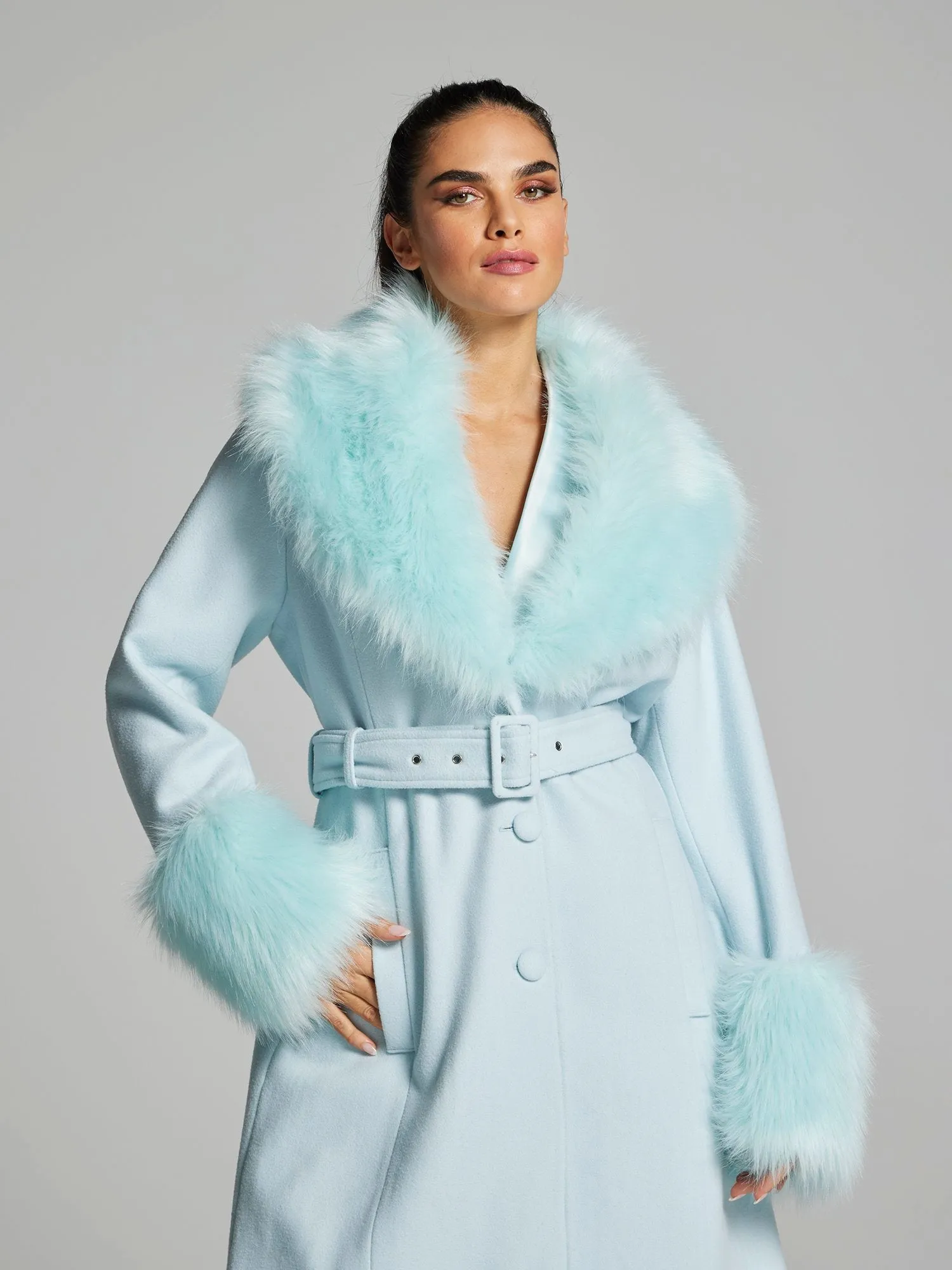 Odessa Faux-Fur Trim Wool-Blend Coat