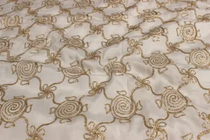 Precut 1 Meter White Embroidered Chinon Chiffon Fabric