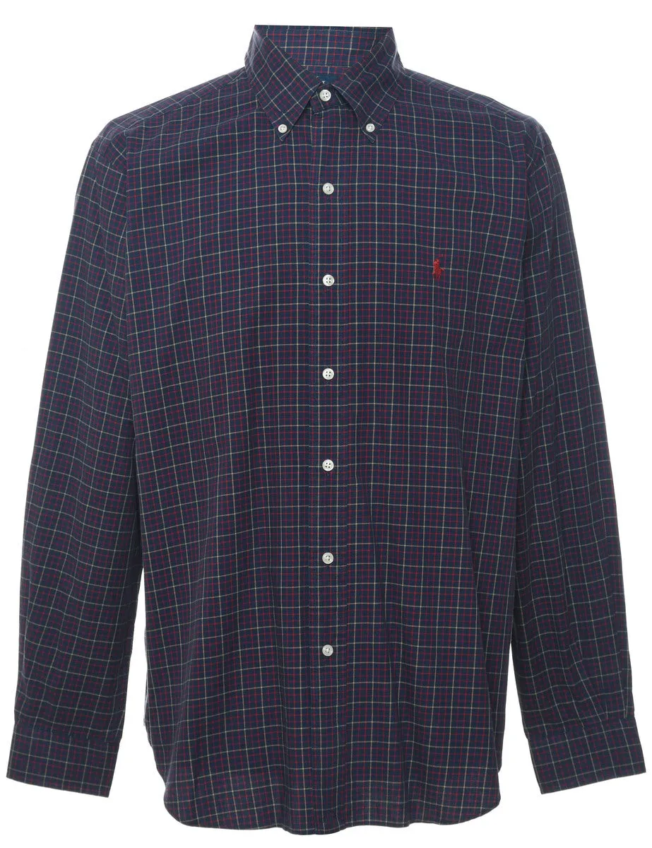 Ralph Lauren Navy & Red Classic Checked Shirt - L