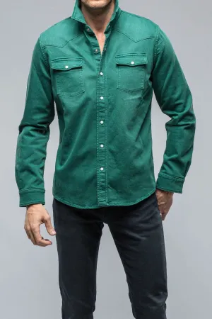 Ranger Colored Denim Snap Shirt In Green