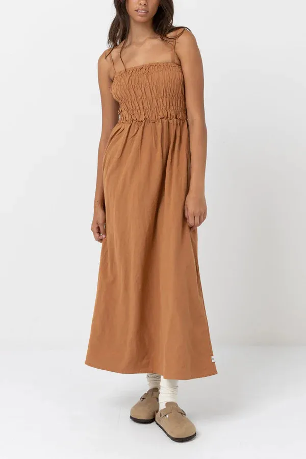 Rhythm Classic Shirred Midi Dress