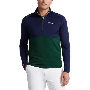 RLX Ralph Lauren Peached Airflow Jersey 1/4 Zip Midlayer - Hunt Club Green/ French Navy