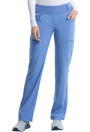 Scrub Pants - Cherokee Women's iFlex Mid Rise Straight Leg Pull-on Pant - Ciel, CK002