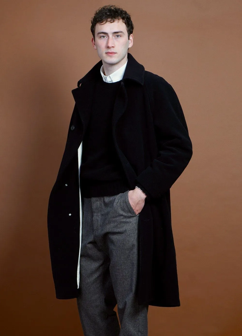 SIGURD | Long Lined Wool Coat | Black