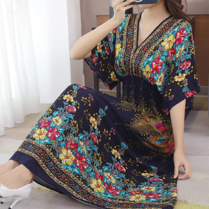 Silk Petals Vintage Printed Cotton Dress