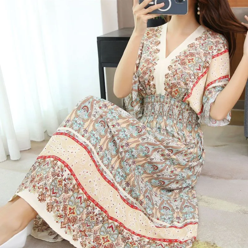 Silk Petals Vintage Printed Cotton Dress