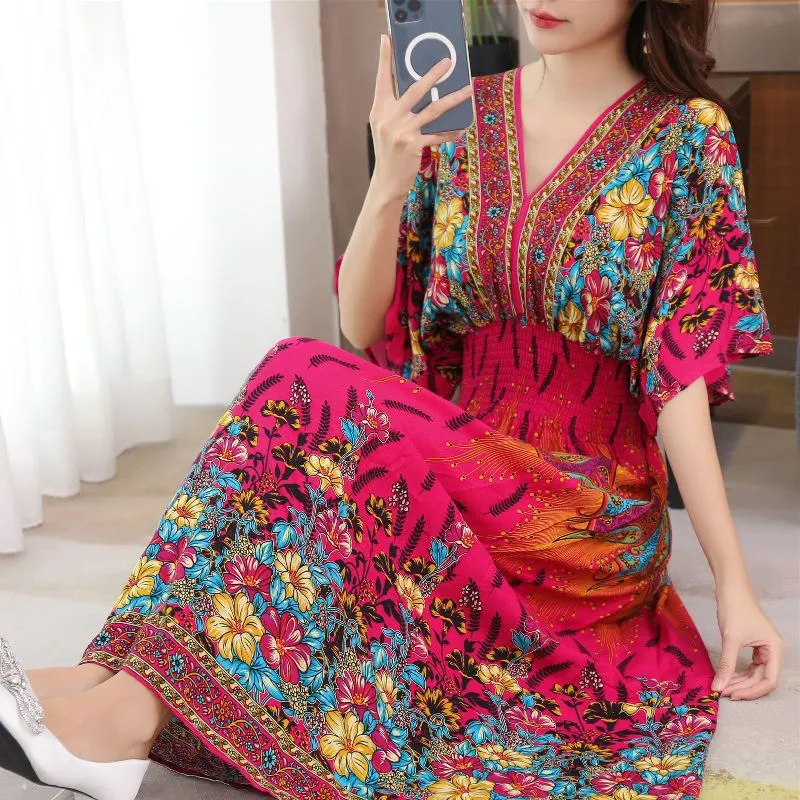 Silk Petals Vintage Printed Cotton Dress