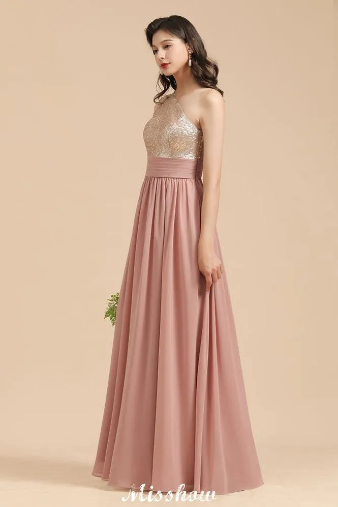 Stylish One Shoulder Sequins Chiffon Evening Party Dress Prom Dress