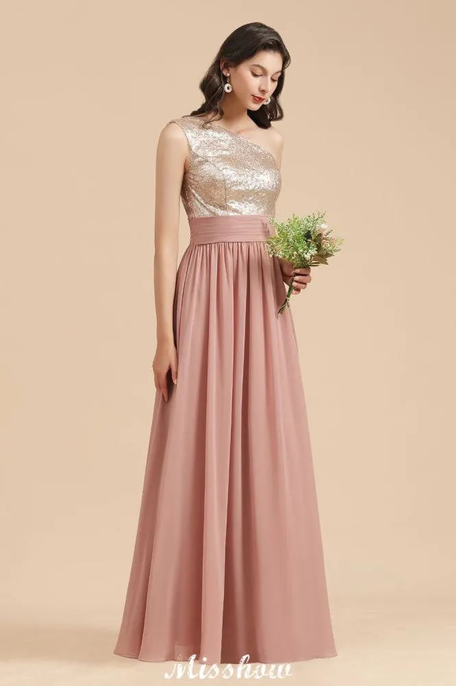 Stylish One Shoulder Sequins Chiffon Evening Party Dress Prom Dress