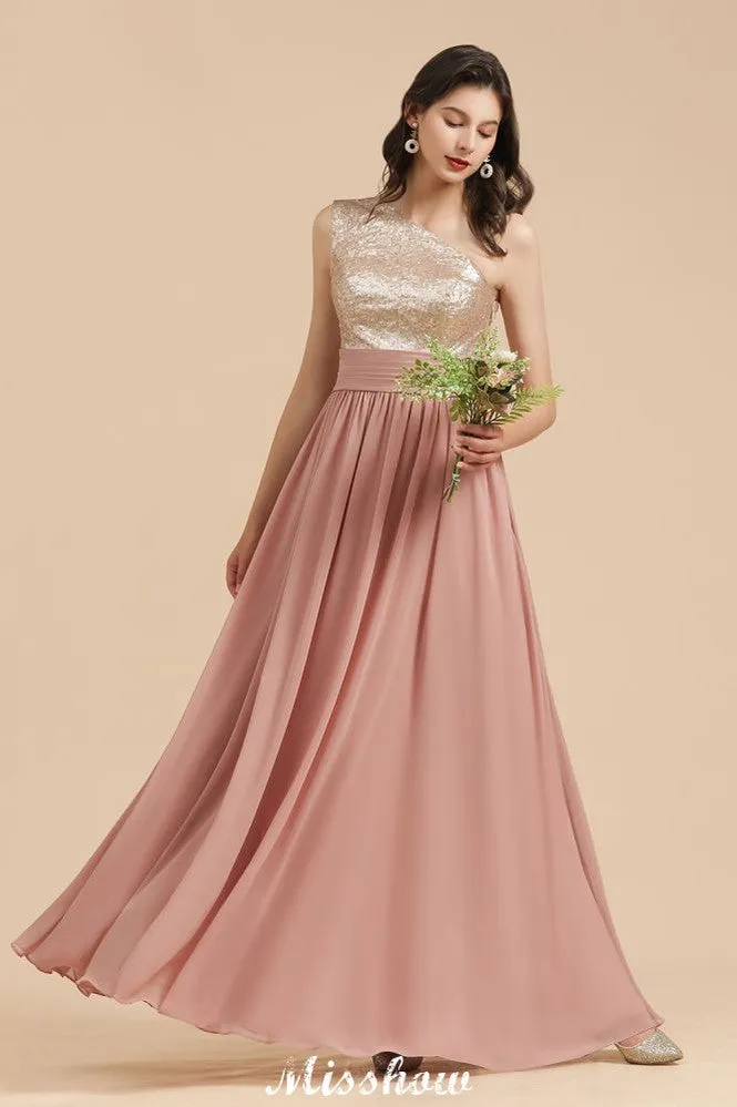 Stylish One Shoulder Sequins Chiffon Evening Party Dress Prom Dress