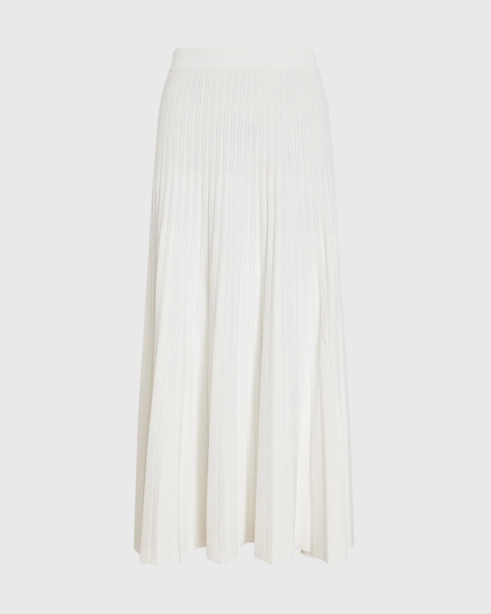 Sunburst Pleat Ribbed Knit Midi Skirt