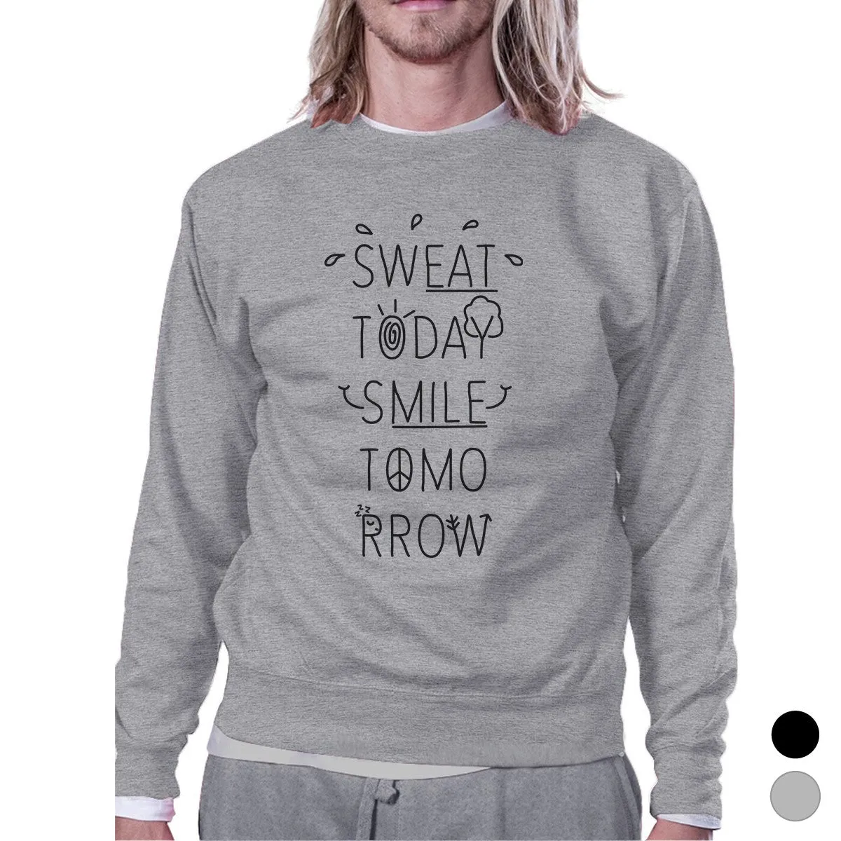 Sweat Smile Unisex Crewneck Sweatshirt Cute Workout Pullover Gift