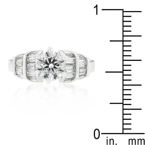 Tapered Baguette Cubic Zirconia Engagement Ring