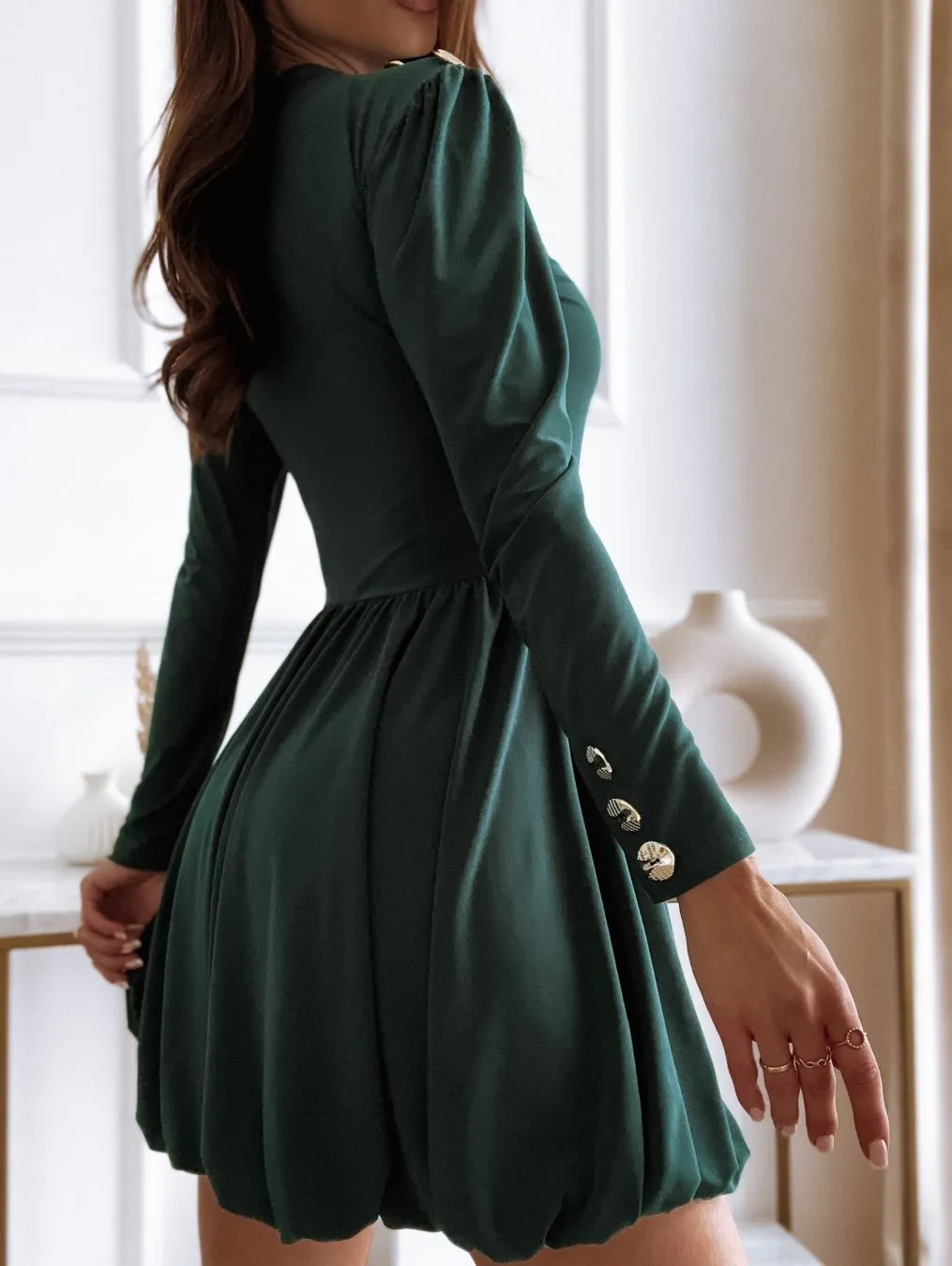 TastyHottie - Long Sleeve Solid Ball Gown Casual Dress O-Neck Cute Mini