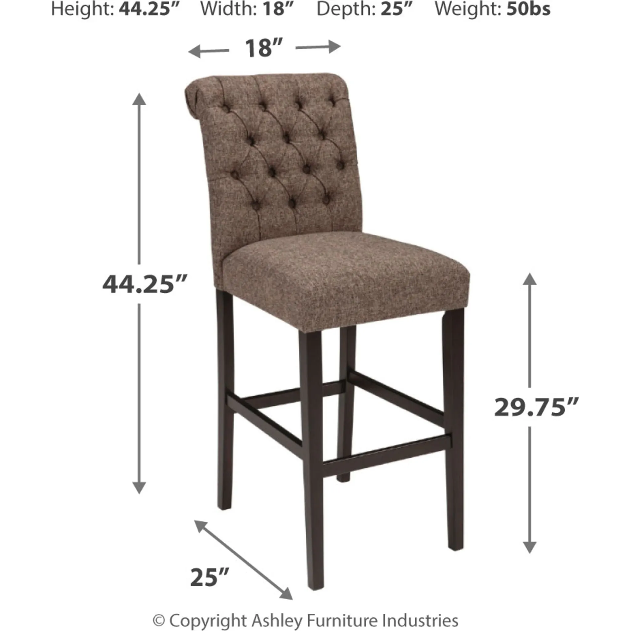 Tripton Bar Stool - Graphite - (D530-230)