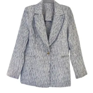 Unlined Blazer herringbone patent in soft blue and White