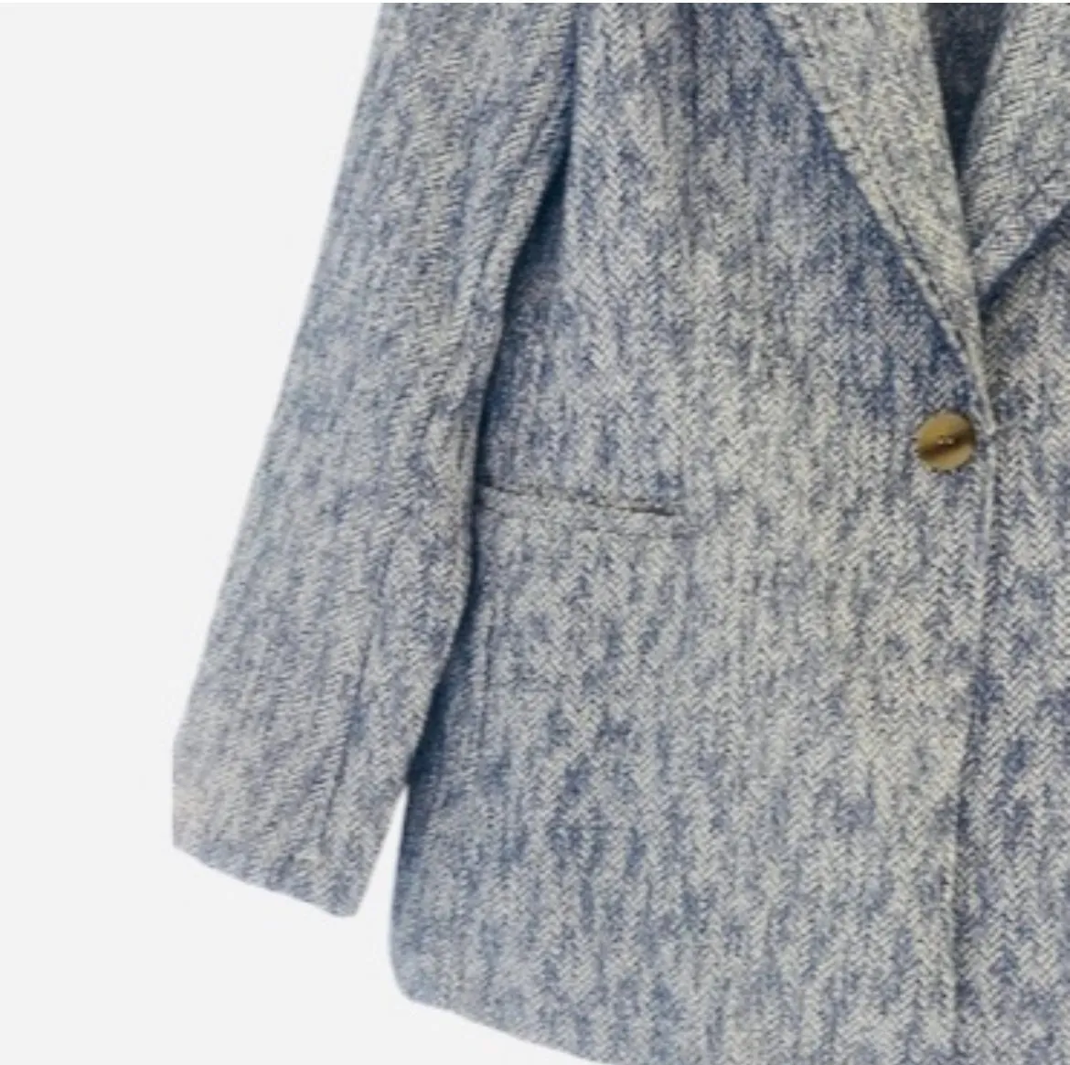 Unlined Blazer herringbone patent in soft blue and White