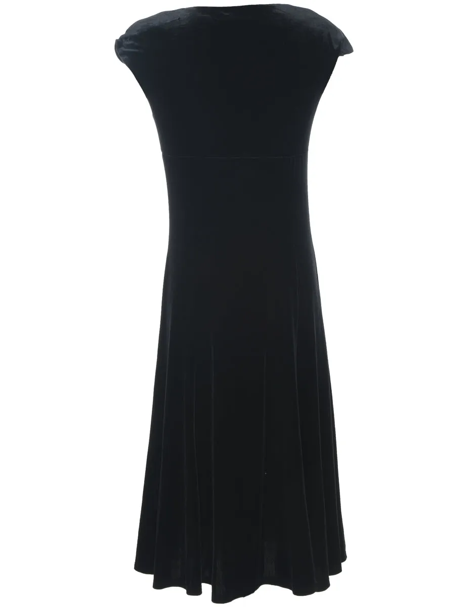 Velvet Black Classic Evening Dress - M