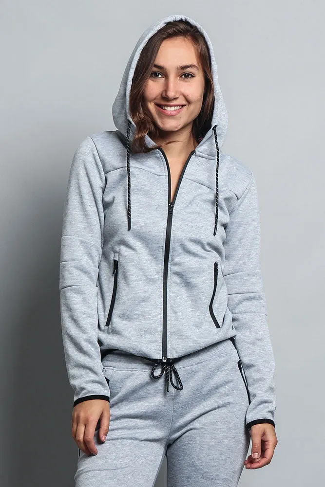 Women's Athletic Zip Up Hooded Sweater (Top Only)