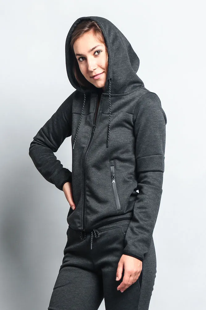 Women's Athletic Zip Up Hooded Sweater (Top Only)