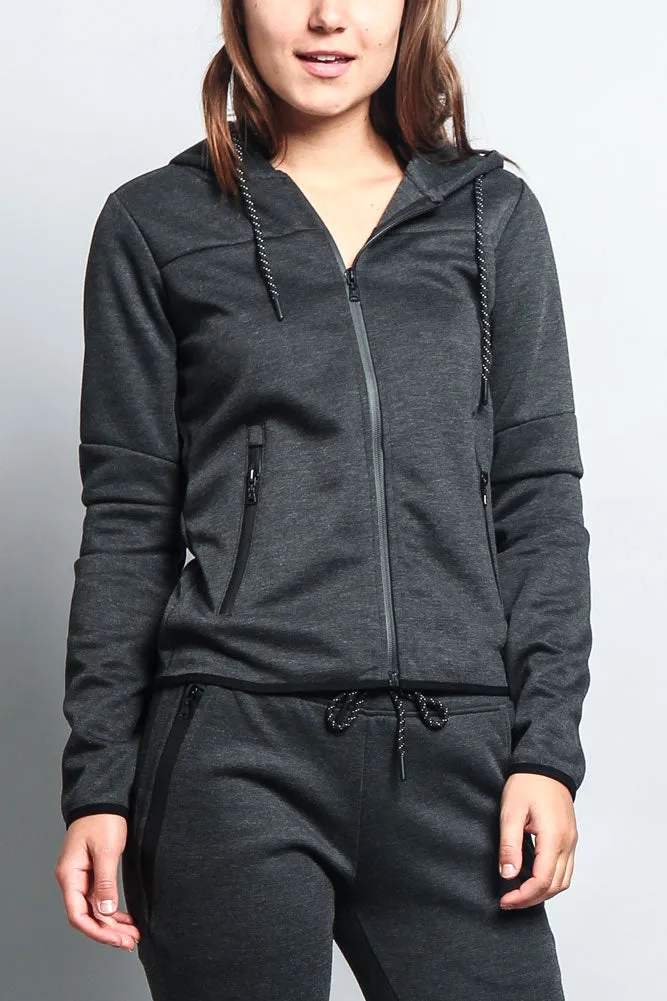 Women's Athletic Zip Up Hooded Sweater (Top Only)