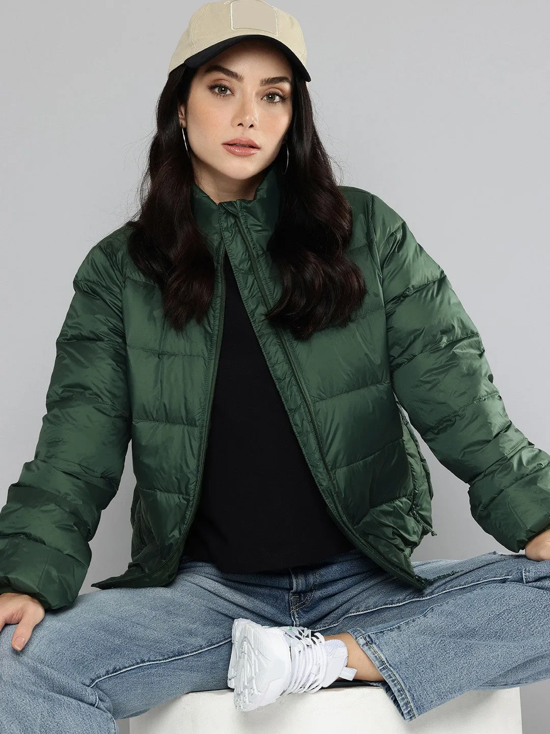 Women's Solid Green Jacket